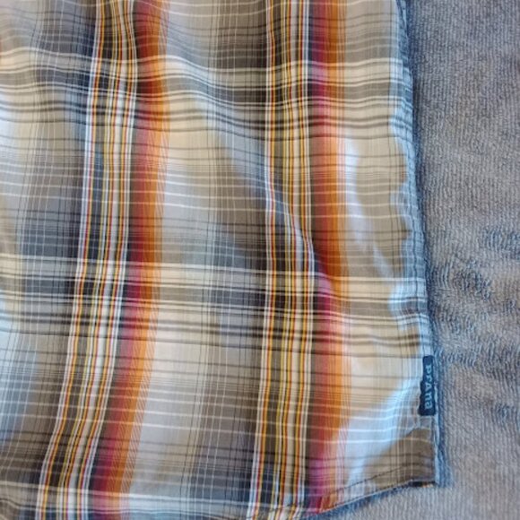 Prana Button Down Shirt Men's XL Rust & Gray Plaid Short Sleeve Organic Cotton - Picture 6 of 10